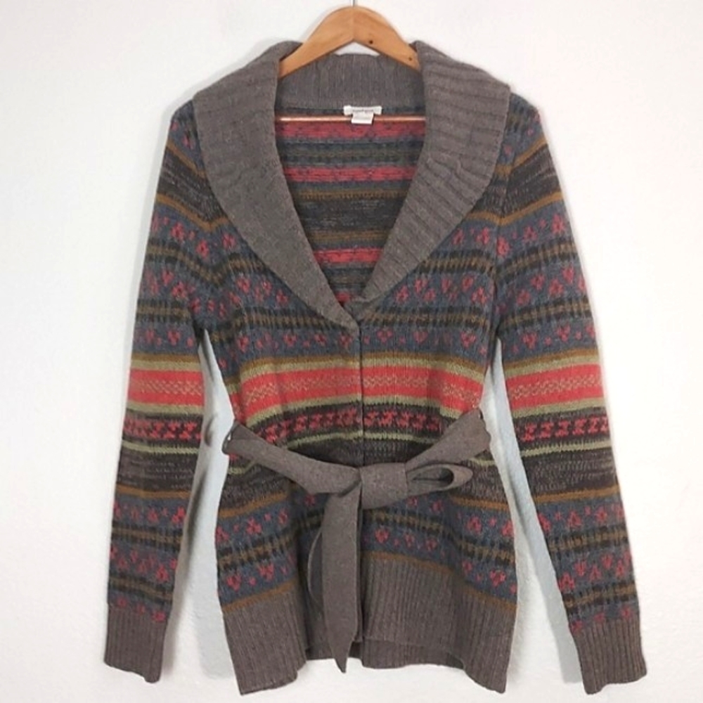 Sundance Women's Wrap Cardigan Sweater 100% Lambswool Brown Medium